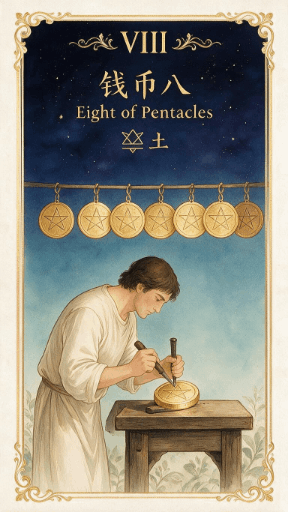 钱币八 Eight of Pentacles