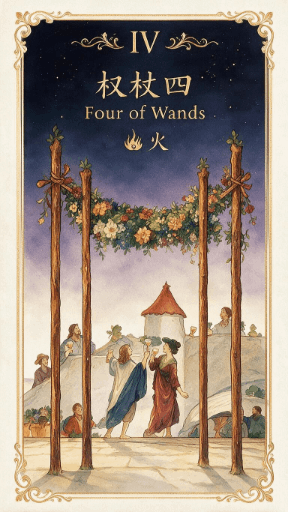 权杖四 Four of Wands