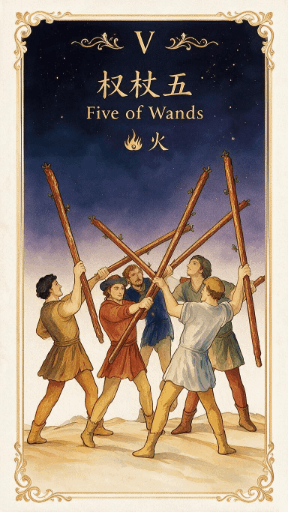 权杖五 Five of Wands